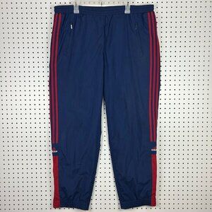 Vintage adidas Lined Track Pants Mens Large Navy Blue Red Warm Up Swishy Zip 90s